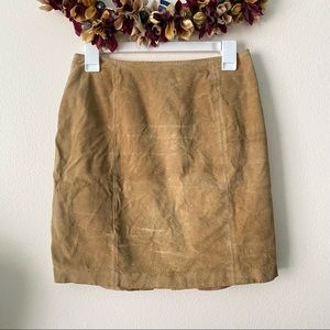 Vintage Leather Suede Tan Mini Skirt